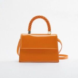 Zara Orange Bead Top Handle Bag